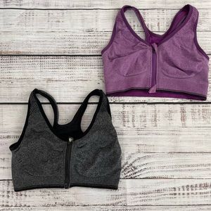 Zip front racerback sports bra